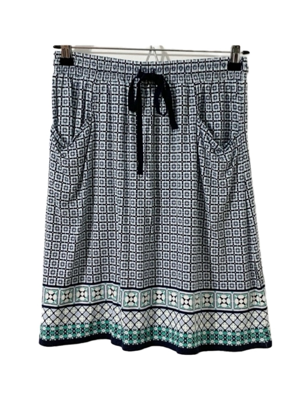 NWT Max Studio Jersey Knit Geometric Patterned Skirt Elastic Waist Drawstring